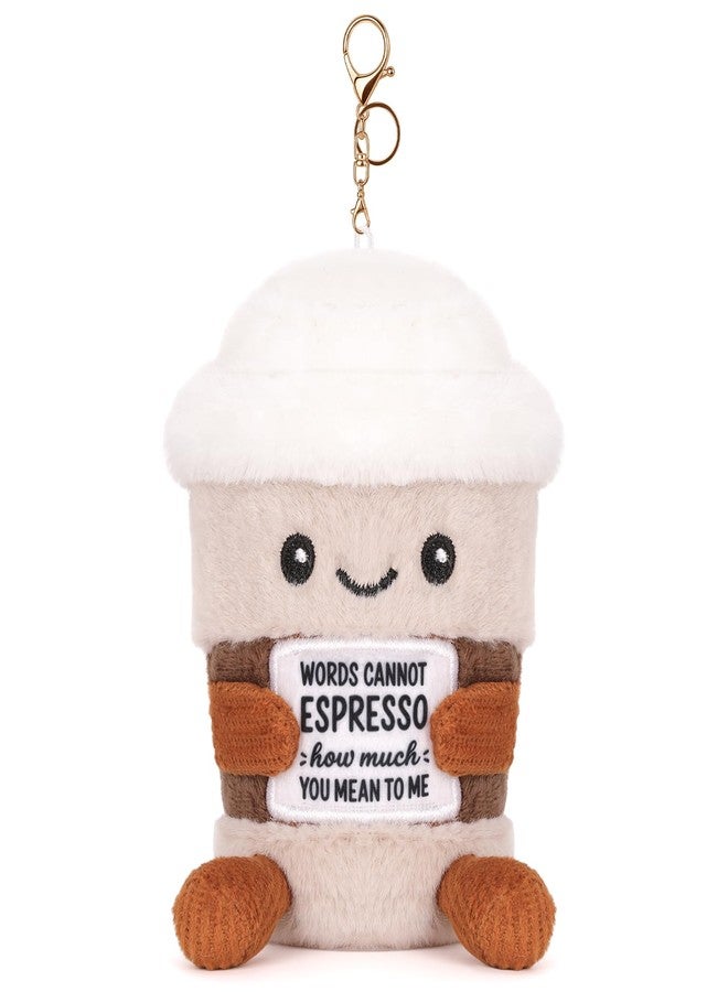 A AIFAMY Positive Coffee Plush, 4.3 inches Espresso Cup Stuffed Toy - Drink Plush for Coffee Lovers - Image 1